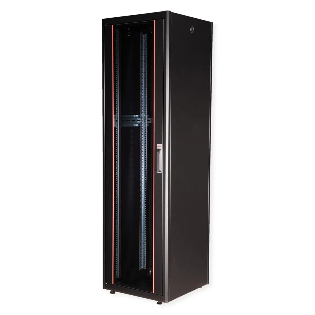 ROLINE 19-inch network cabinet Basic 42 U, 600x600 WxD glass door blac