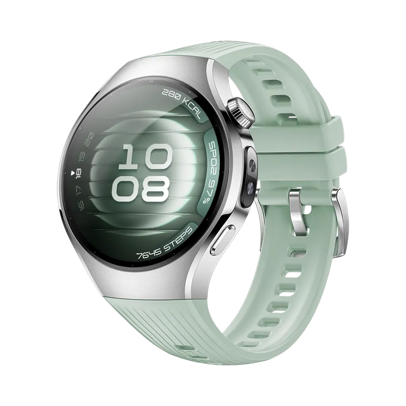 HUAWEI WATCH 5 42mm Lichtgroen / Fluoroelastomeer band / Titanium van luchtvaartkwaliteit / X-TAP / eSIM bellen / GPS / ECG / Bluetooth 5.2 / Smartwatch / Compatibel met iOS en Android