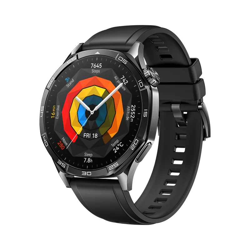 HUAWEI WATCH GT 5 46mm Zwart fluoroelastomeer band/ GPS / Bluetooth 5.2 / Compatibel met iOS en Android